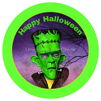 Thumbnail for Happy Halloween Frankenstein Autumn Fall 10.5" Vinyl Wreath Sign - UTIC-VINYL-V1183