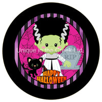 Thumbnail for Happy Halloween Frankenstein Autumn Fall 10.5" Vinyl Wreath Sign - UTIC-VINYL-V1133