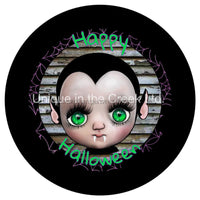 Thumbnail for Happy Halloween Vampire Face Autumn Fall 10.5" Vinyl Wreath Sign - UTIC-VINYL-V1138