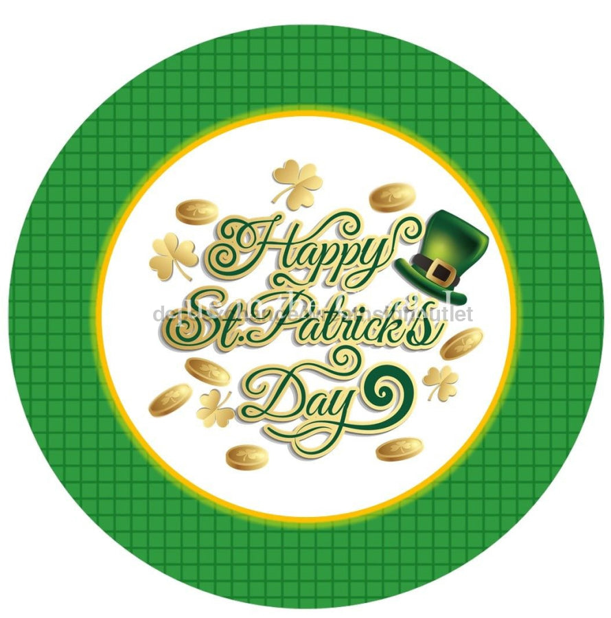 Happy St Patrick's Day St Patrick Irish 10.5" Vinyl Wreath Sign - UTIC-VINYL-V482