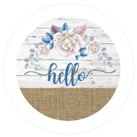 Thumbnail for HELLO FLORAL BURLAP EVERYDAY 10.5" Vinyl Wreath Sign - UTIC-VINYL-V1066