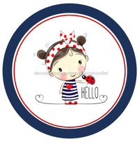 Thumbnail for HELLO LADYBUG LITTLE GIRL EVERYDAY SUMMER SPRING 10.5" Vinyl Wreath Sign - UTIC-VINYL-V1014