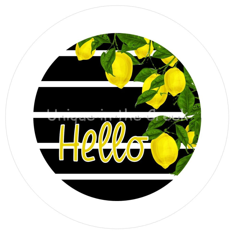 HELLO LEMONS EVERYDAY SPRING SUMMER 10.5" Vinyl Wreath Sign - UTIC-VINYL-V1071