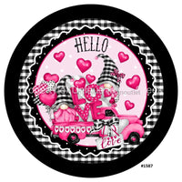 Thumbnail for Hello Love Gnomes Love Truck Valentines 10.5" Vinyl Wreath Sign - UTIC-VINYL-V1587