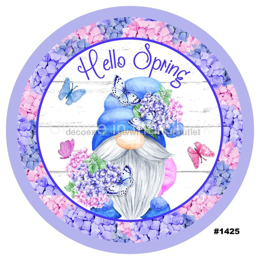 HELLO SPRING GNOMES FLOWERS EVERYDAY 10.5" Vinyl Wreath Sign - UTIC-VINYL-V1425