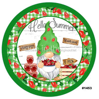 Thumbnail for HELLO SUMMER STRAWBERRY GNOME 10.5" Vinyl Wreath Sign - UTIC-VINYL-V1453