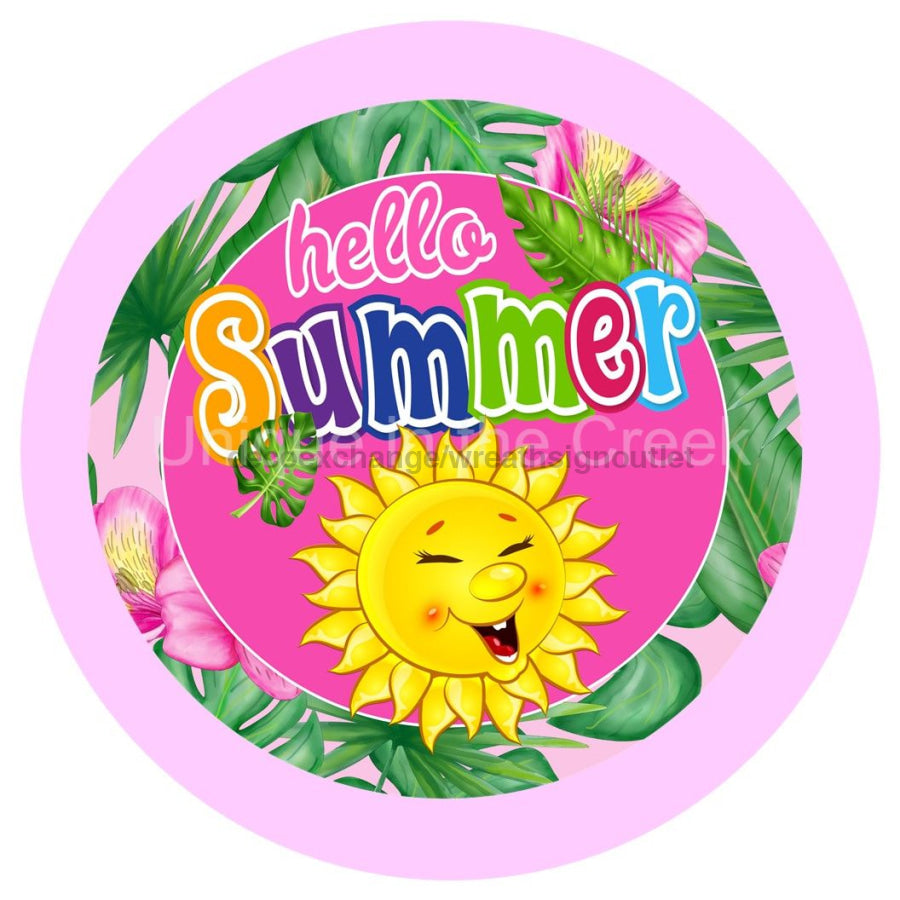 HELLO SUMMER TROPICAL WELCOME 10.5" Vinyl Wreath Sign - UTIC-VINYL-V1192