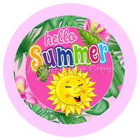 Thumbnail for HELLO SUMMER TROPICAL WELCOME 10.5" Vinyl Wreath Sign - UTIC-VINYL-V1192