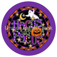 Thumbnail for HOCUS POCUS PUMPKIN GHOST HALLOWEEN AUTUMN FALL 10.5" Vinyl Wreath Sign - UTIC-VINYL-V1283
