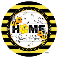 Thumbnail for HOME SWEET HOME BEES / HONEYCOMB SPRING SUMMER 10.5" Vinyl Wreath Sign - UTIC-VINYL-V1591