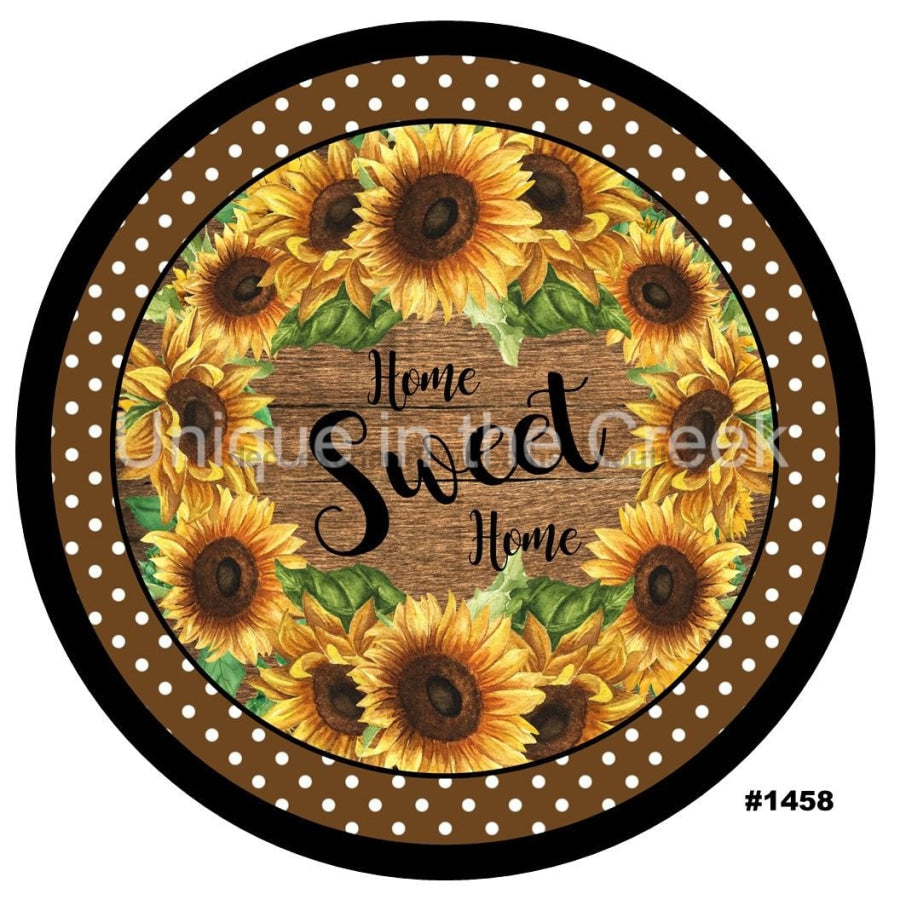 HOME SWEET HOME SUNFLOWER FARMHOUSE SUMMER EVERYDAY FALL 10.5" Vinyl Wreath Sign - UTIC-VINYL-V1458