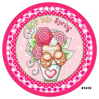 Thumbnail for HOP INTO SPRING BUNNY EASTER HOLIDAYS 10.5" Vinyl Wreath Sign - UTIC-VINYL-V1419