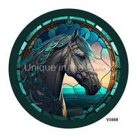 Thumbnail for HORSE / FLORAL MANE STAINED GLASS LOOK EVERYDAY 10.5" Vinyl Wreath Sign - UTIC-VINYL-V1668