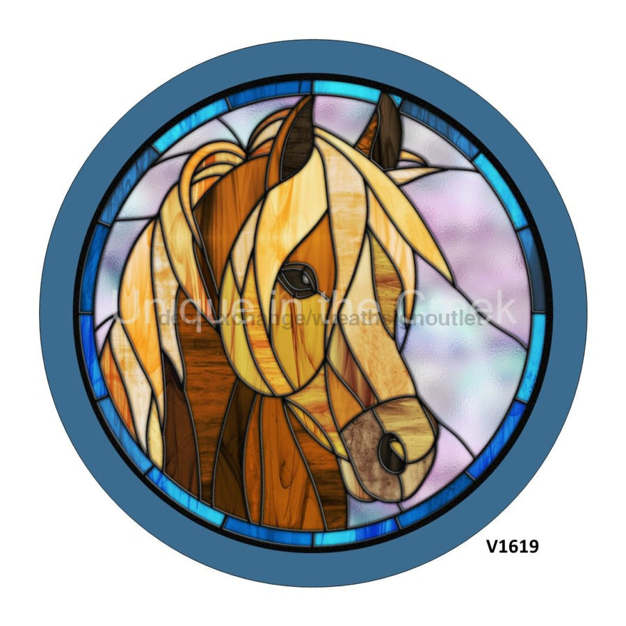 HORSE STAINED GLASS LOOK EVERYDAY PETS 10.5" Vinyl Wreath Sign - UTIC-VINYL-V1619
