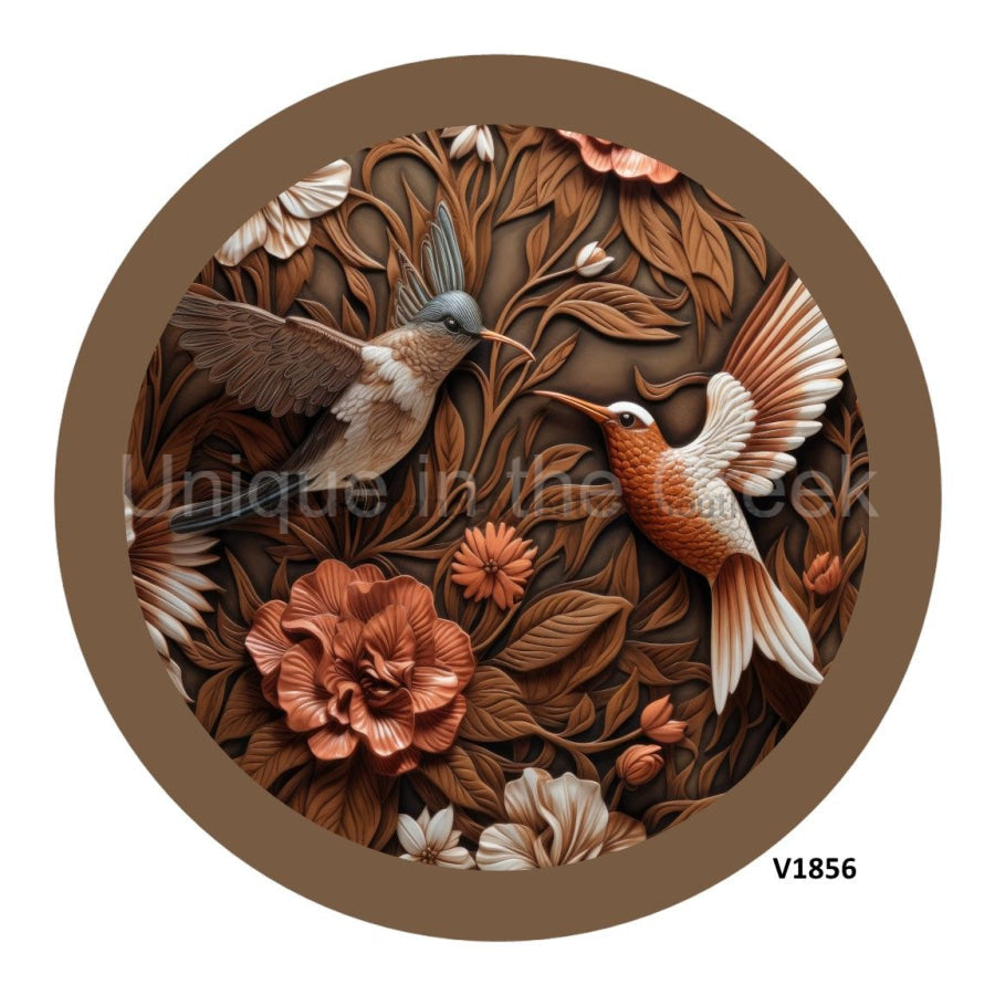 HUMMINGBIRD CARVING 10.5" Vinyl Wreath Sign - UTIC-VINYL-V1856