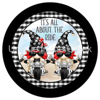 Thumbnail for ITS ALL ABOUT THE RIDE TWIN GNOMES MOTORCYCLES CHECK EVERYDAY WELCOME SUMMER 10.5" Vinyl Wreath Sign - UTIC-VINYL-V1334