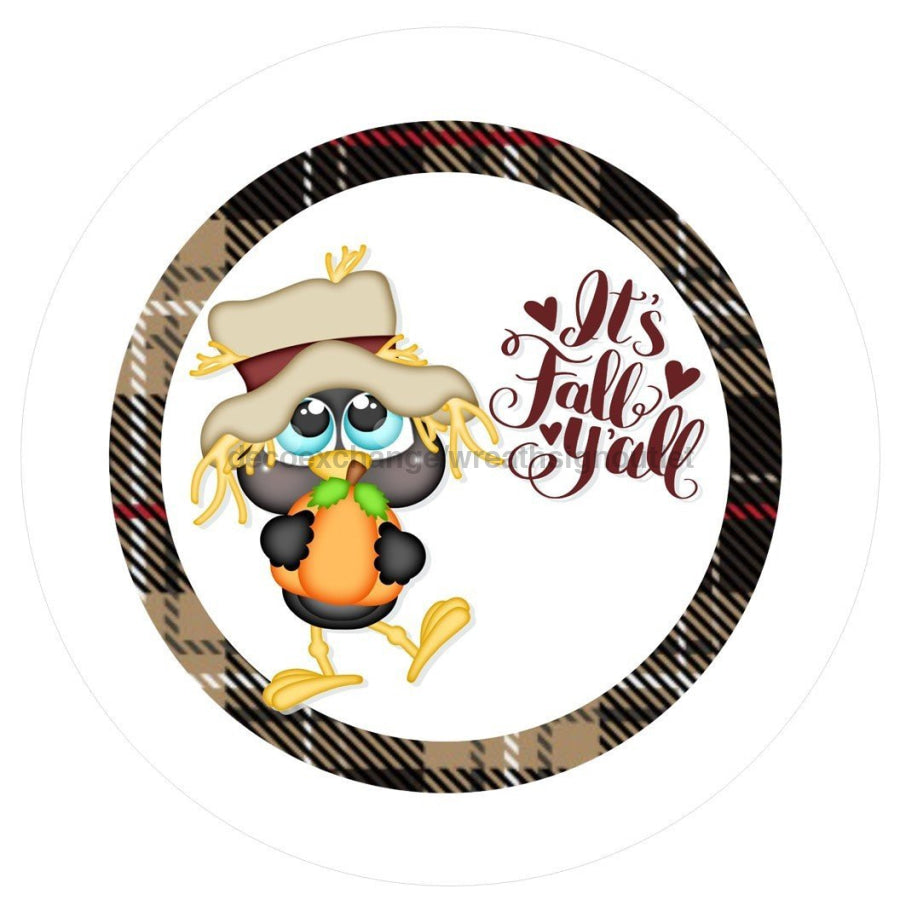 Its Fall Y'all Owl Pumpkin Autumn 10.5" Vinyl Wreath Sign - UTIC-VINYL-V652