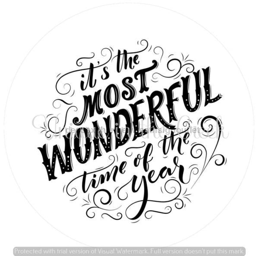 It's The Most Wonderful Time of the Year Christmas Winter 10.5" Vinyl Wreath Sign - UTIC-VINYL-V188