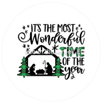 Thumbnail for It's The Most Wonderful Time of the Year Nativity 10.5" Vinyl Wreath Sign - UTIC-VINYL-V694