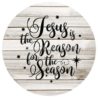 Thumbnail for JESUS IS THE REASON FOR THE SEASON CURSIVE RELIGIOUS CHRISTMAS 10.5" Vinyl Wreath Sign - UTIC-VINYL-V1364