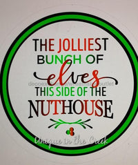Thumbnail for Jolliest Bunch of Elves Christmas Winter 10.5" Vinyl Wreath Sign - UTIC-VINYL-V170