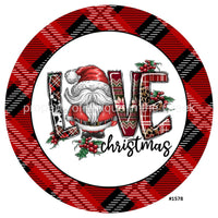 Thumbnail for Love Christmas Santa Plaid 10.5" Vinyl Wreath Sign - UTIC-VINYL-V1578