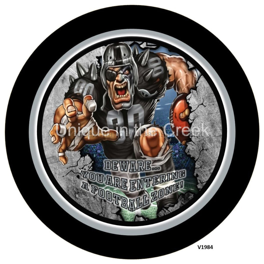 LV Football BLACK/SILVER/WHITE Beware...you are entering a football zone Sports 10.5" Vinyl Wreath Sign - UTIC-VINYL-V1984