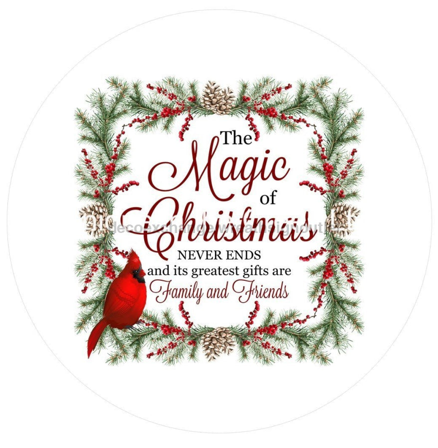 Magic of Christmas Cardinal Winter 10.5" Vinyl Wreath Sign - UTIC-VINYL-V691
