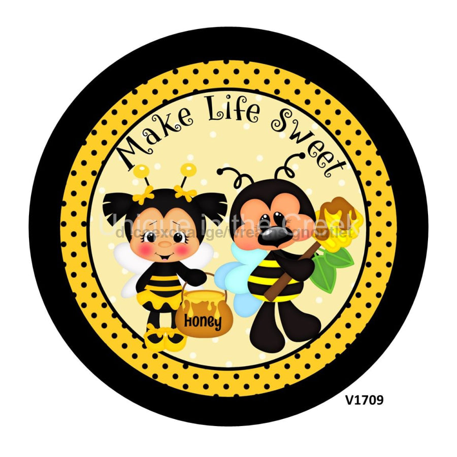 MAKE LIFE SWEET BEES / HONEY SPRING EVERYDAY 10.5" Vinyl Wreath Sign - UTIC-VINYL-V1709