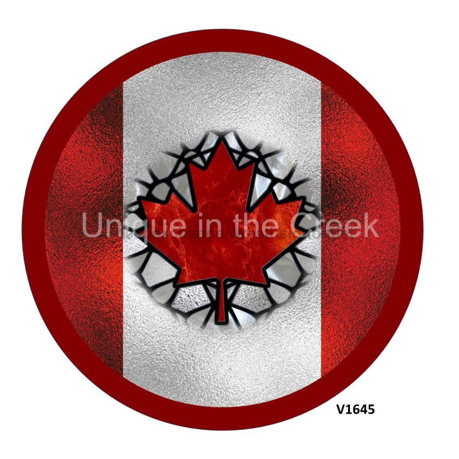 MAPLE LEAF RED / WHITE STAINED GLASS LOOK PATRIOTIC CANADA 10.5" Vinyl Wreath Sign - UTIC-VINYL-V1645