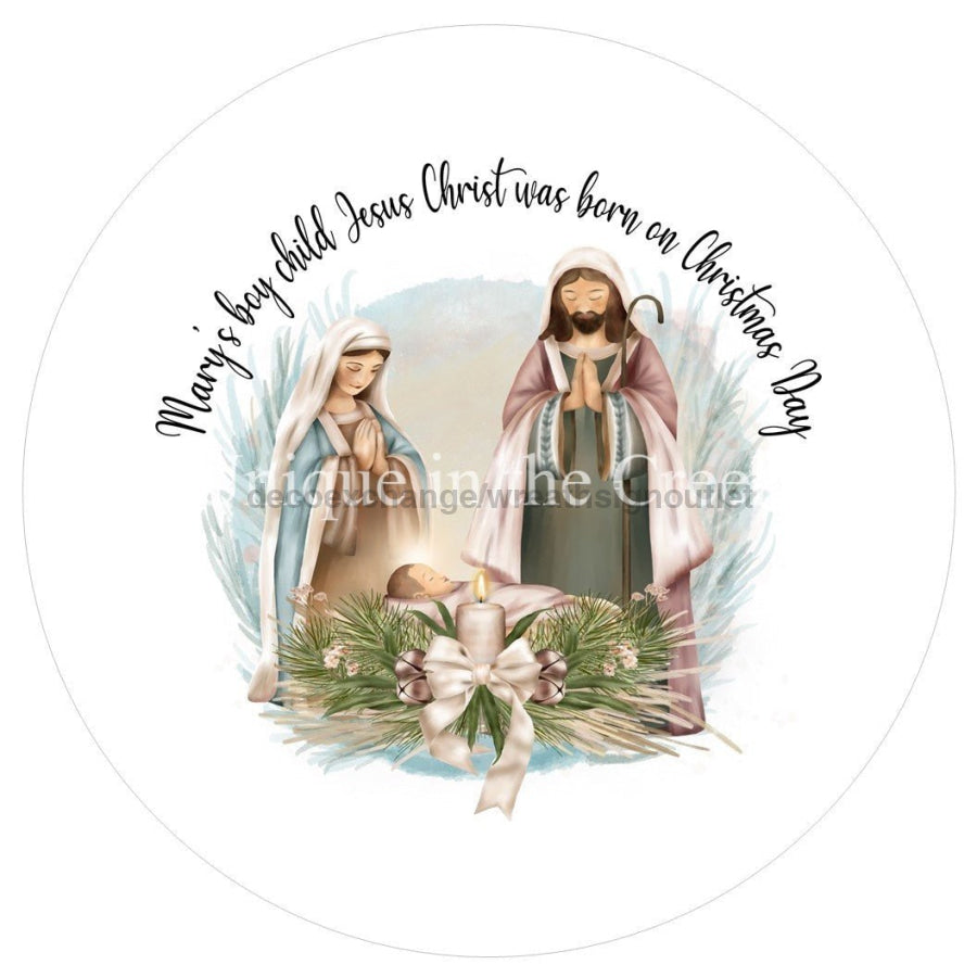 Mary's Boy Child Religious Christmas Winter 10.5" Vinyl Wreath Sign - UTIC-VINYL-V707