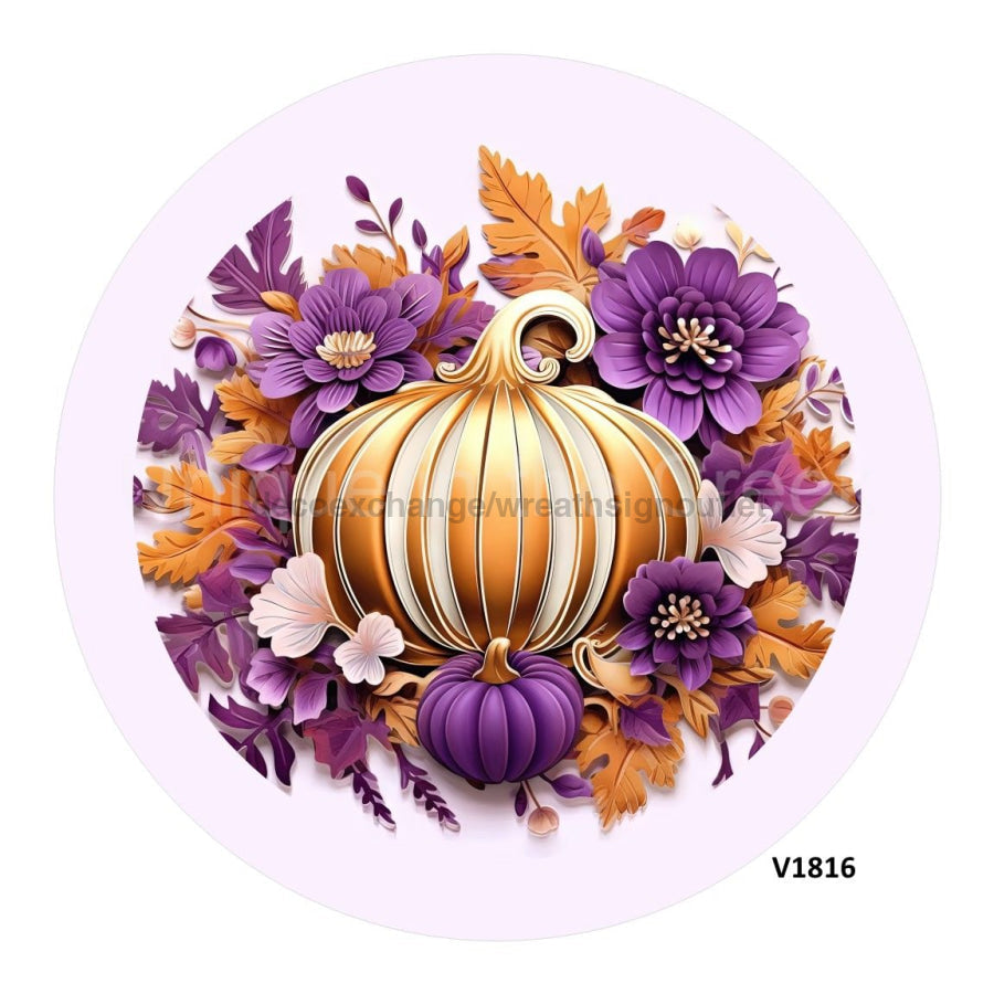 MAUVE/ORANGE PUMPKIN FALL 10.5" Vinyl Wreath Sign - UTIC-VINYL-V1816