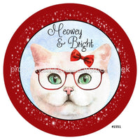 Thumbnail for Meowey and Bright Cat in Glasses Christmas 10.5" Vinyl Wreath Sign - UTIC-VINYL-V1551