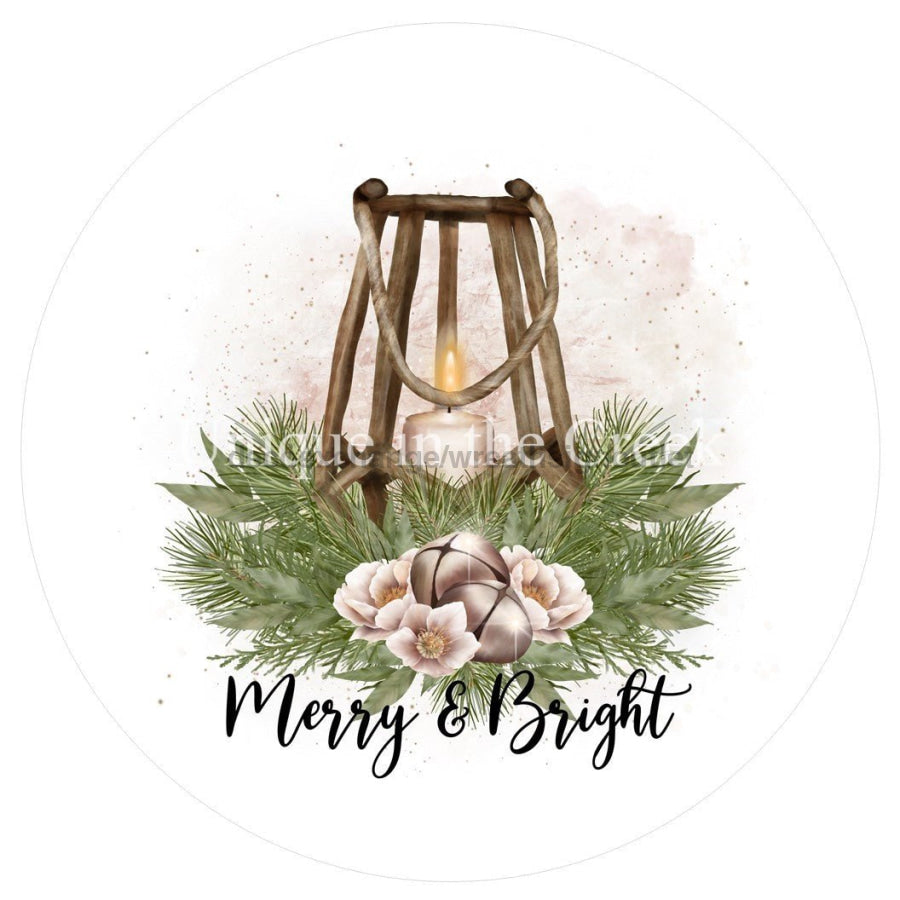 Merry And Bright Winter Christmas 10.5" Vinyl Wreath Sign - UTIC-VINYL-V711