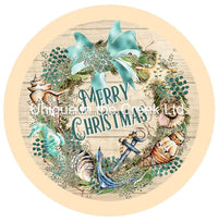Thumbnail for Merry Christmas Beach Winter 10.5" Vinyl Wreath Sign - UTIC-VINYL-V674