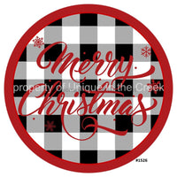 Thumbnail for Merry Christmas Black / White Check 10.5" Vinyl Wreath Sign - UTIC-VINYL-V1526