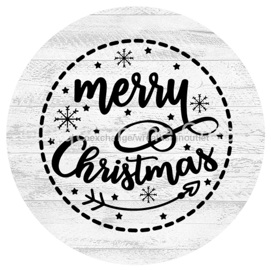 MERRY CHRISTMAS BLACK WHITE WINTER 10.5" Vinyl Wreath Sign - UTIC-VINYL-V991