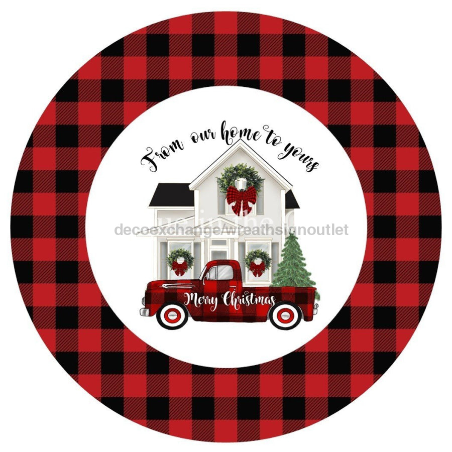 Merry Christmas Buffalo Check Winter 10.5" Vinyl Wreath Sign - UTIC-VINYL-V728
