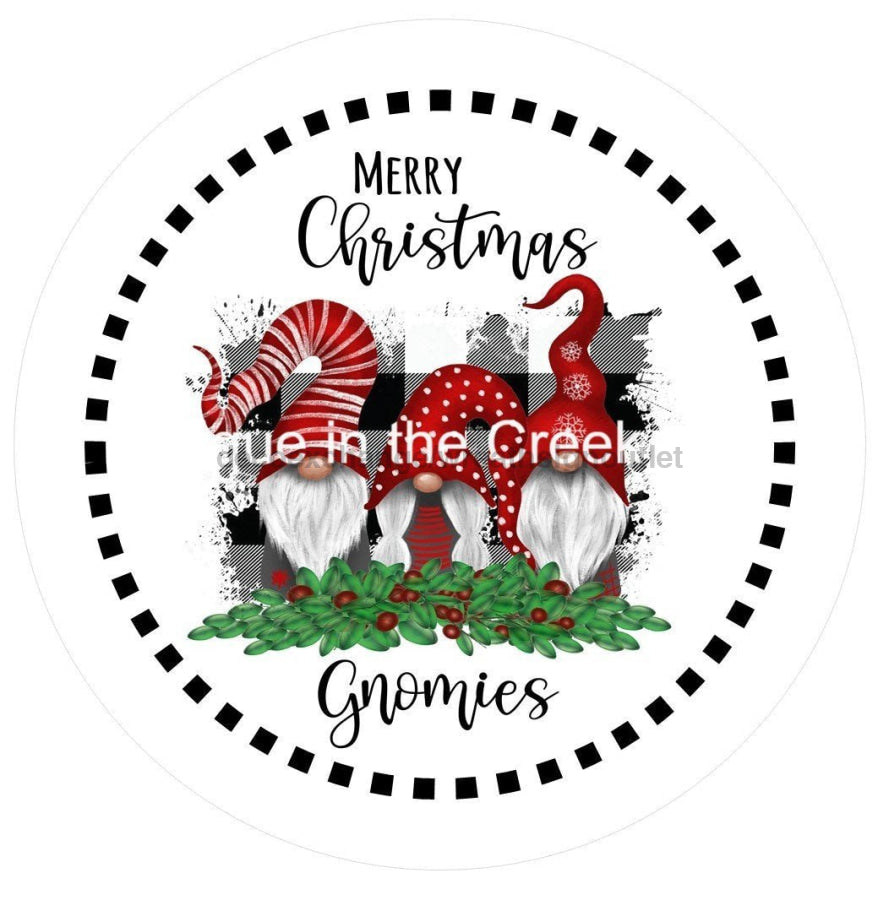 Merry Christmas Gnomies Winter 10.5" Vinyl Wreath Sign - UTIC-VINYL-V687