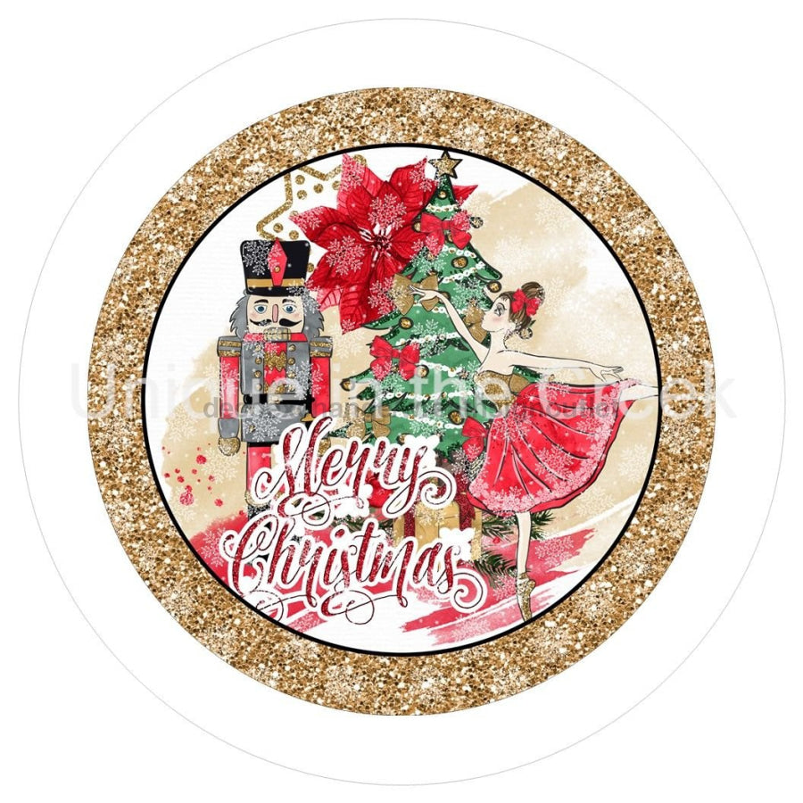 MERRY CHRISTMAS NUTCRACKER BALLET WINTER 10.5" Vinyl Wreath Sign - UTIC-VINYL-V1338