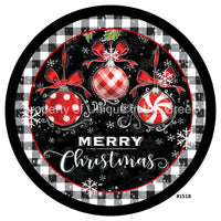 Thumbnail for Merry Christmas Ornaments Check 10.5" Vinyl Wreath Sign - UTIC-VINYL-V1518