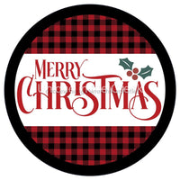 Thumbnail for MERRY CHRISTMAS RED BLACK BUFFALO CHECK V1360 10.5" Vinyl Wreath Sign - UTIC-VINYL-V1360