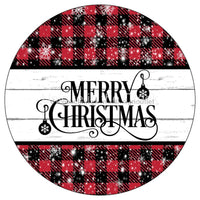 Thumbnail for MERRY CHRISTMAS RED BLACK BUFFALO CHECK V1366 10.5" Vinyl Wreath Sign - UTIC-VINYL-V1366