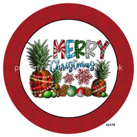 Thumbnail for Merry Christmas Snowflakes Pineapples 10.5" Vinyl Wreath Sign - UTIC-VINYL-V1579