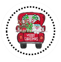 Thumbnail for Merry Christmas Truck Winter 10.5" Vinyl Wreath Sign - UTIC-VINYL-V688