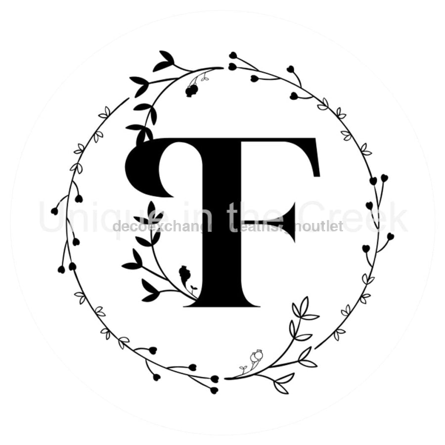 MONOGRAM LETTER F EVERYDAY 10.5" Vinyl Wreath Sign - UTIC-VINYL-V1303