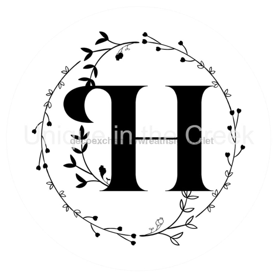 MONOGRAM LETTER H EVERYDAY 10.5" Vinyl Wreath Sign - UTIC-VINYL-V1305