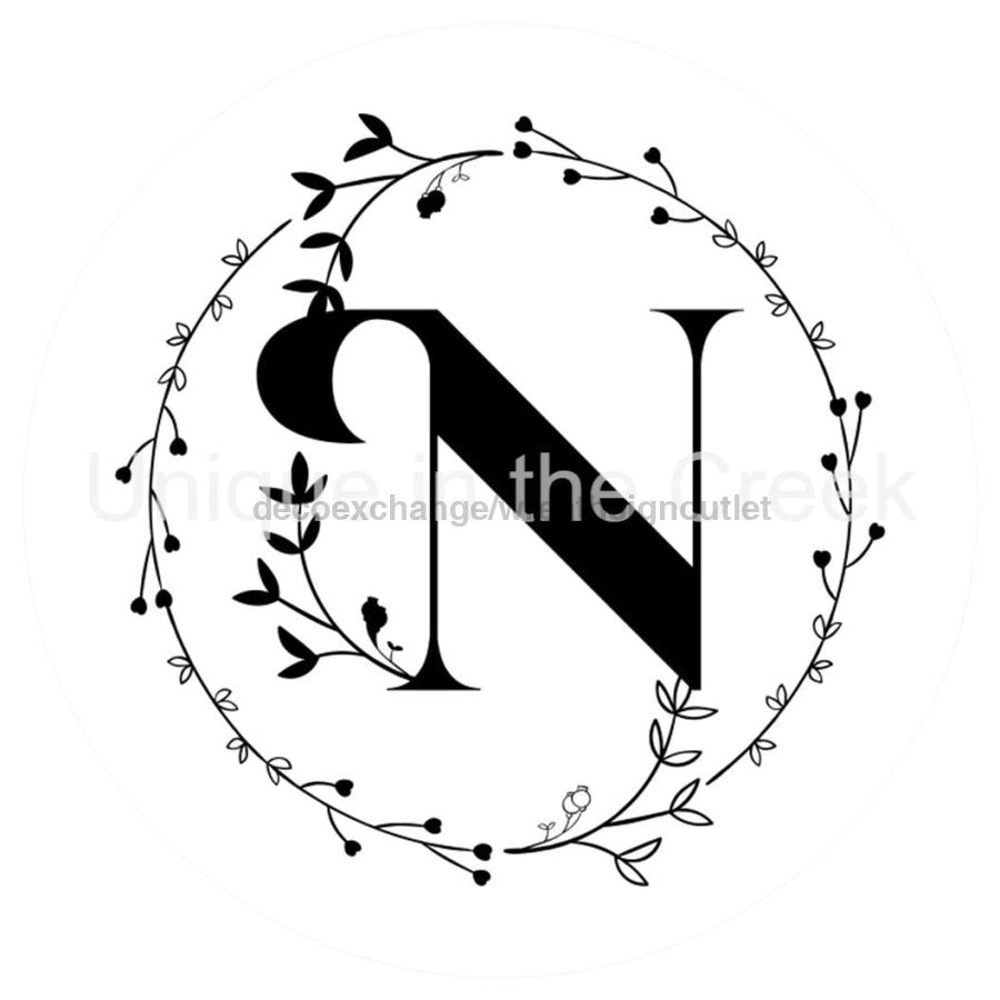 MONOGRAM LETTER N EVERYDAY 10.5" Vinyl Wreath Sign - UTIC-VINYL-V1311