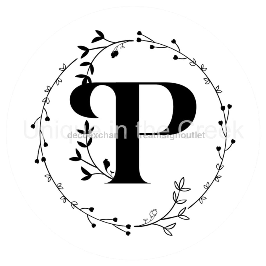 MONOGRAM LETTER P EVERYDAY 10.5" Vinyl Wreath Sign - UTIC-VINYL-V1313