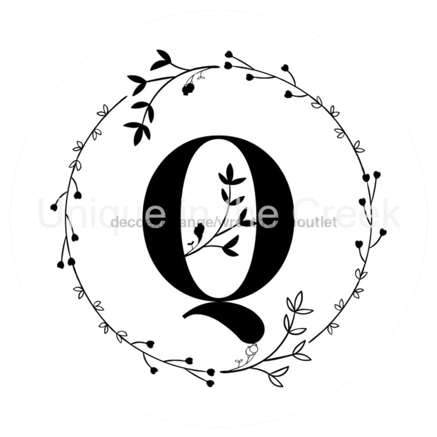 MONOGRAM LETTER Q EVERYDAY 10.5" Vinyl Wreath Sign - UTIC-VINYL-V1314